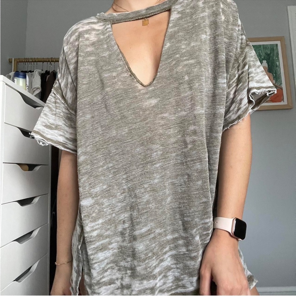 Free People Textured Gray Top